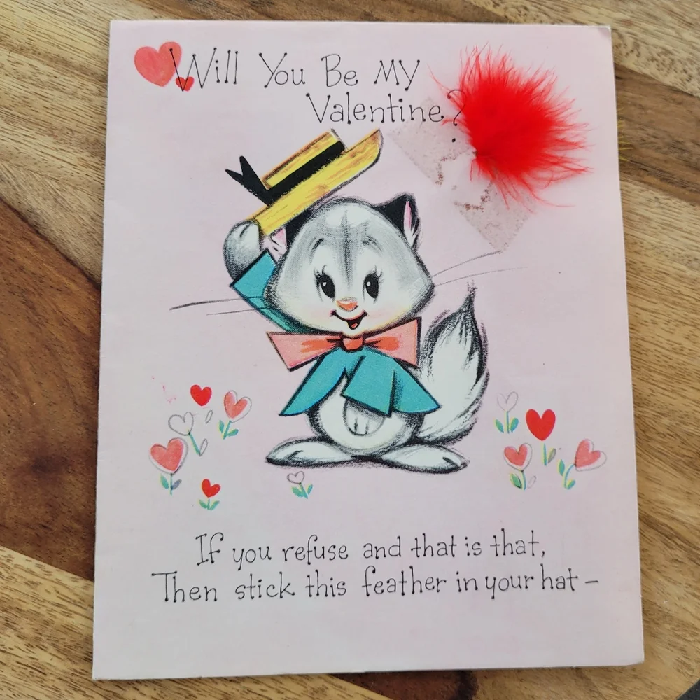 Vintage feather Valentine's Day greeting card
